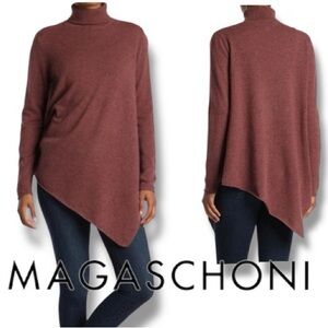Turtleneck Cashmere Tunic Sweater Magaschoni Asymmetric Hem Size Medium